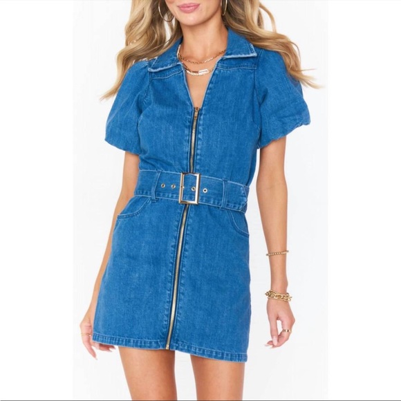 Show Me Your MuMu Dresses & Skirts - NEW SHOW ME YOUR MUMU oxford mini dress in stormy blue